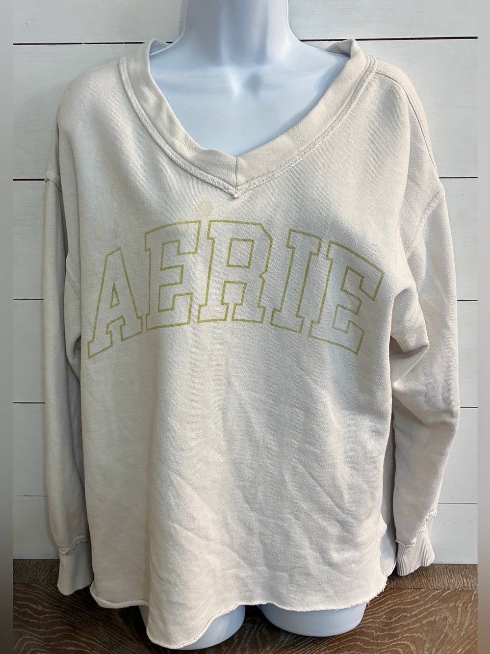 Aerie Women’s Sz XS Double V-Neck Oversized Logo Sweatshirt
